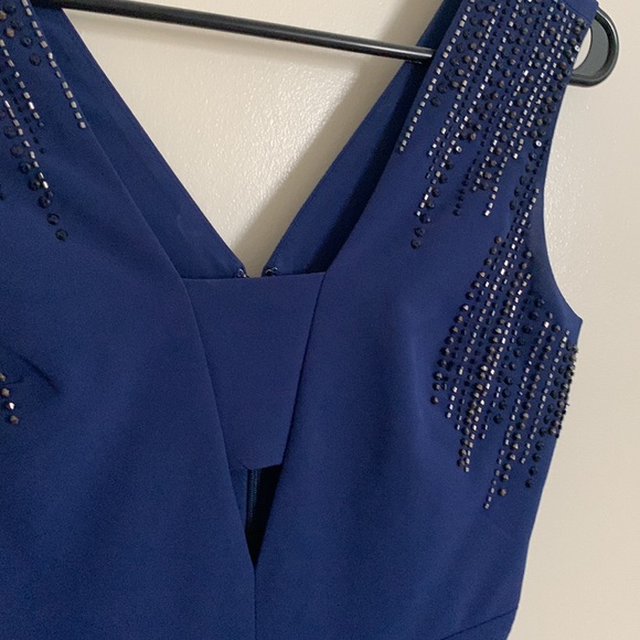 Dynamite Fit and Flare Navy Blue Dress - Picture 2 of 3